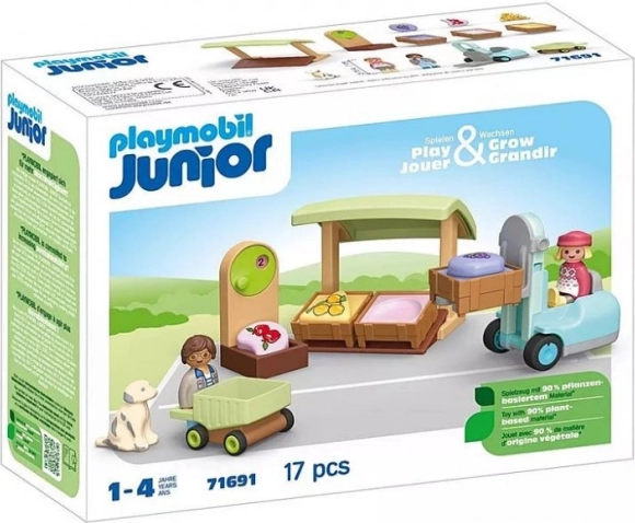 Igralni set Playmobil Junior Ekološka tržnica z viličarjem