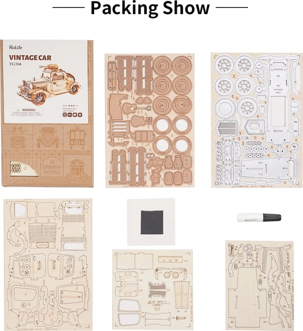 Vintage avtomobil - sodobni 3D leseni puzzle