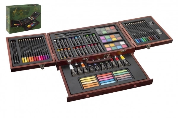 Set za slikanje - Art box kreativni set 103 kosov v lesenem kovčku v škatli 39x27x9cm