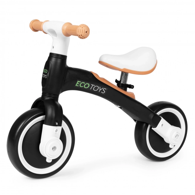 Poganjalec s pedali in pomožnimi kolesci črn ECOTOYS