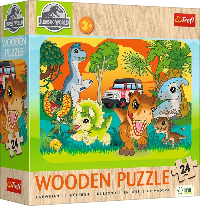 Lesene puzzle JURSKI SVET – Spoznaj dinozavre, 24 koščkov