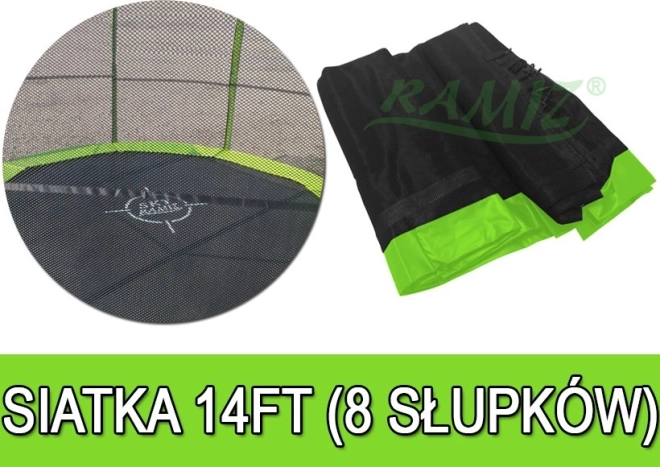 Zaščitna mreža za vrtni trampolin 427 cm 14FT, 8 tunelov za stebre – Zelena