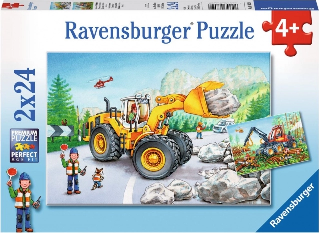 RAVENSBURGER Puzzle Težka mehanizacija v akciji 2x24 koščkov