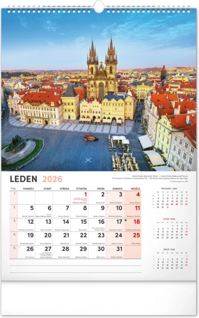 Stenski koledar Praga 2026