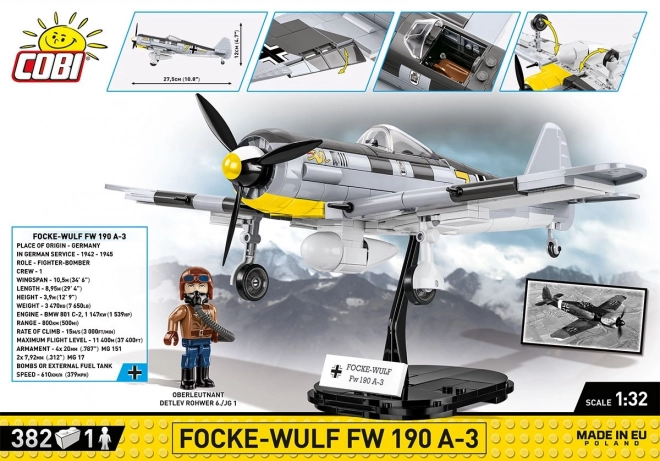 Zgradbena igrača Zgodovinska zbirka WWII Focke-Wulf FW 190 A-3 382 kock