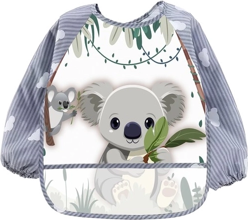 Otroški nepremočljiv slinček z dolgimi rokavi KRUZZEL z žepom – koala