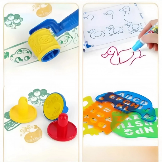 Bogat komplet šablon, žigov in valjčka