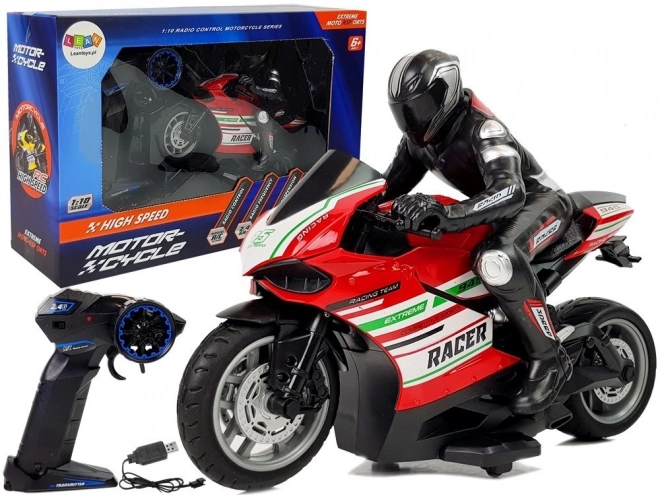 Športni dirkalni motocikel na daljinsko upravljanje 2.4G Doseg 35m Rdeč