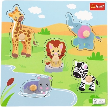 Lesene mini sestavljanke Safari – 5 koščkov