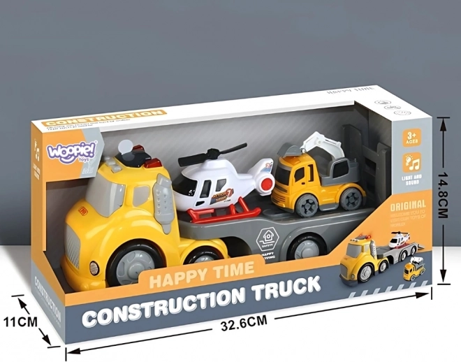 WOOPIE rumena vlečna garnitura City Truck s svetlobnimi in zvočnimi učinki