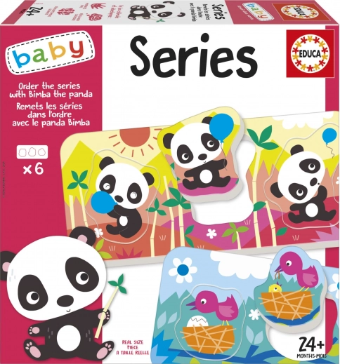 Educa Baby vstavljanka Panda Bimba in prijatelji, 6 sestavljank po 3 koščke