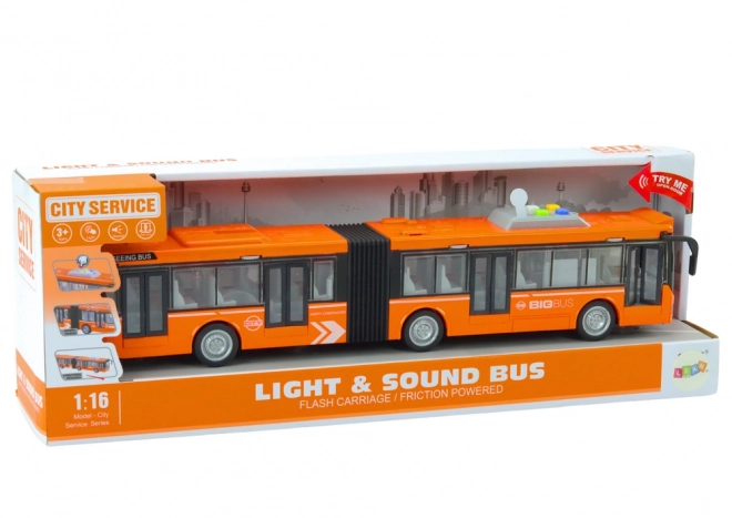 Harmonika mestni avtobus 1:16 Pogon Luči Zvoki Oranžen
