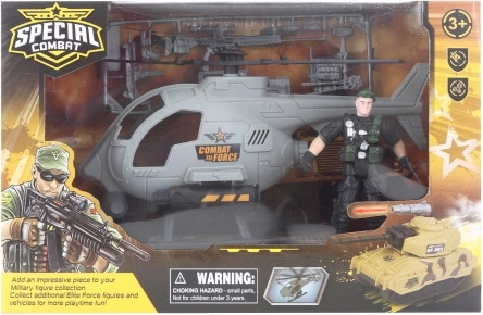 Vojaški helikopter z vojakom in dodatki