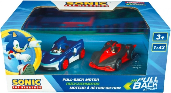 Komplet avtomobilčkov Sonic in Shadow z navijalnim mehanizmom