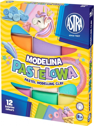 ASTRA toplotno utrjujoča plastelina, 12 pastelnih barv