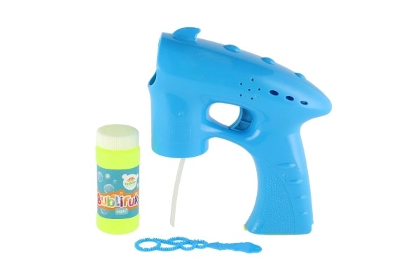 Pištola za mehurčke modra plast 13cm + polnilo na baterije na kartici