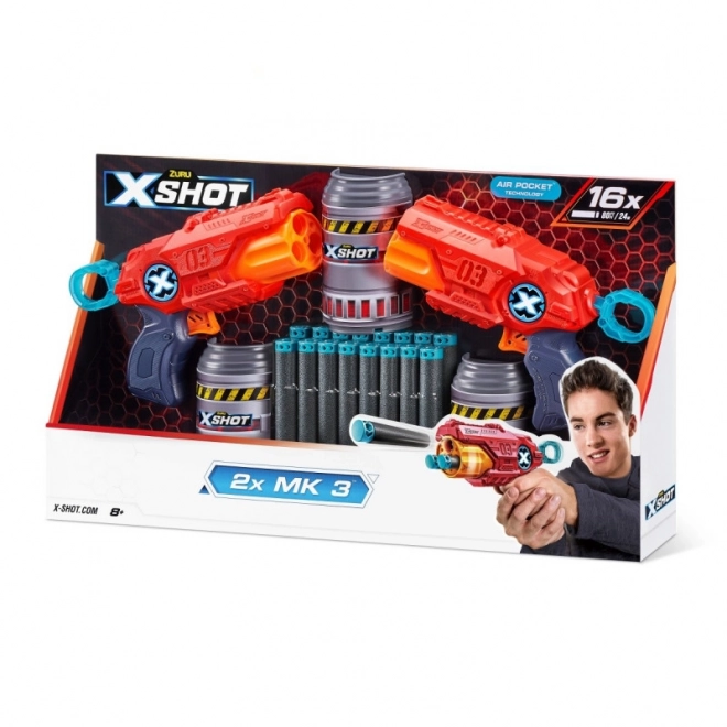 ZURU X-SHOT EXCEL MK 3 dvojni paket z vrtljivo glavo in 16 naboji