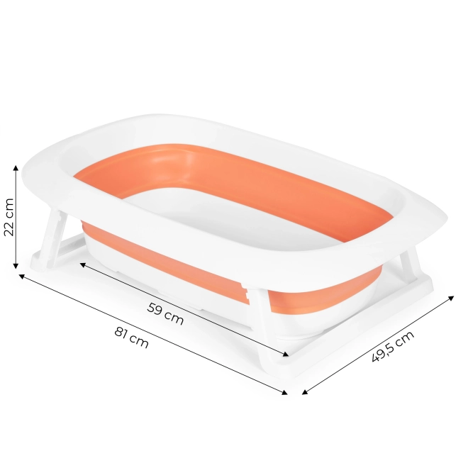Otroška kad - zložljiva kad z odtokom 81 cm - ECOTOYS – oranžna