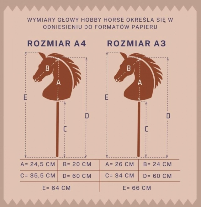HOPPIHORSE konj na palici hobby horse velikost A4 siv