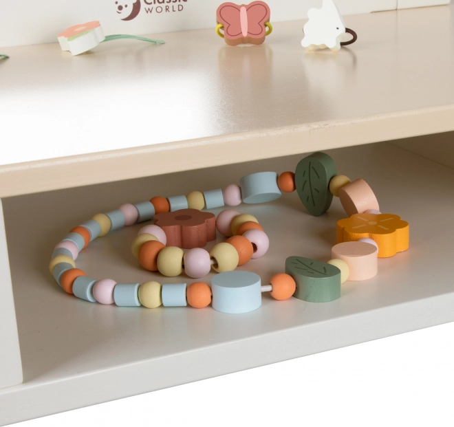 Lesena toaletna mizica z Okroglim Ogledalom in Dodatki Pastel Classic World