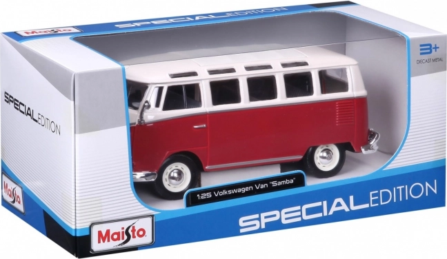 kovinski model volkswagen samba belo‑rdeč 1:25