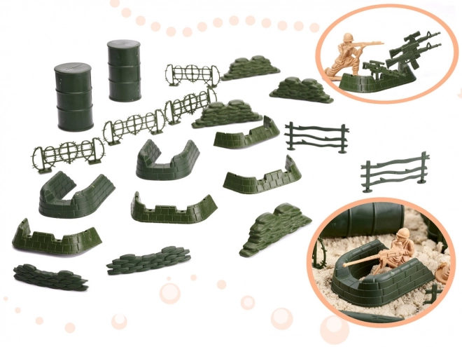 Set vojaških figuric + vojaška baza 114 delov