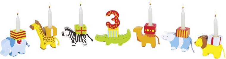 Pisane živalice z mestom za svečke