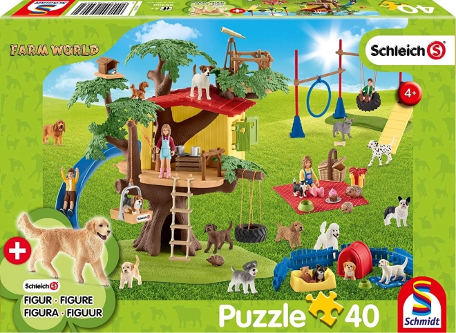 Sestavljanka SCHMIDT SCHLEICH srečni kužki, 40 kosov + figurica