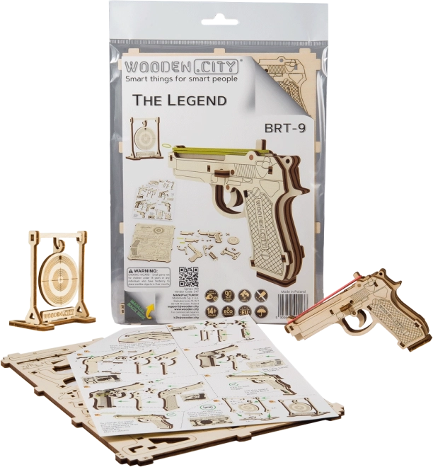 Lesena 3D sestavljanka pištola Legend BRT‑19 WOODEN CITY (31 delov)