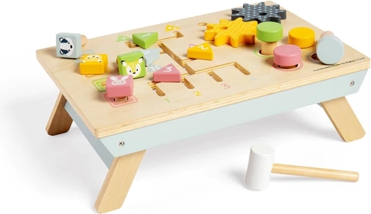 Bigjigs Toys lesena aktivna delovna miza z zabijanjem klincev