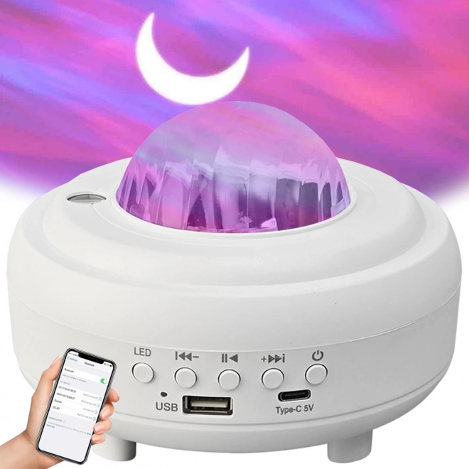Nočni svetlobni projektor aurora z bluetooth zvočnikom