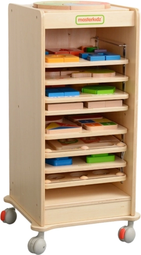 lesena omarica za izobraževalne table MASTERKIDZ 28 × 28 cm na kolesih