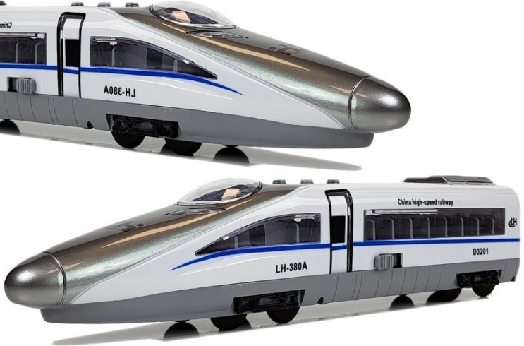 Vlak Pendolino z vlečnim mehanizmom bel, z zvokom in lučmi