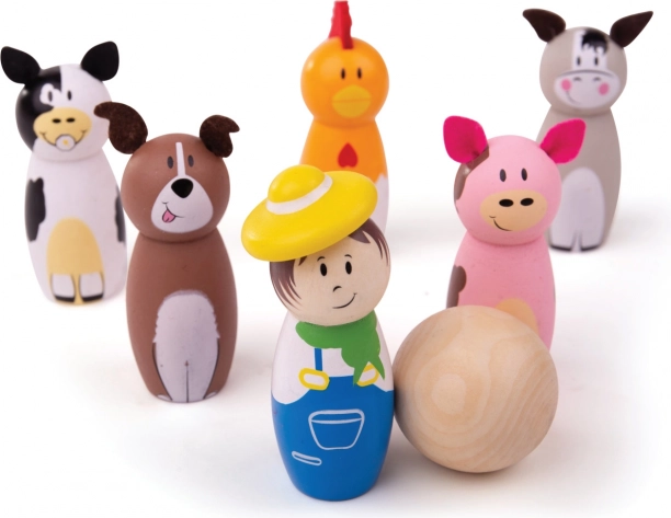 Leseni keglji kmetija Bigjigs Toys
