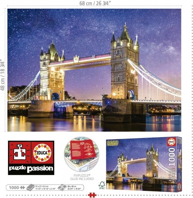 Svetleči puzzle Tower Bridge v Londonu 1000 kosov