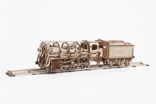 Mehanske lesene puzzle UGEARS - Parna lokomotiva s tenderjem