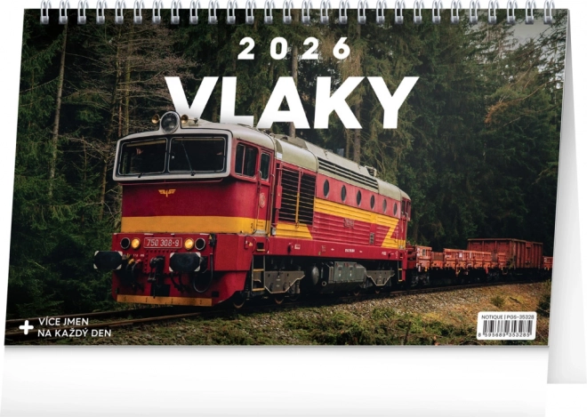 Namizni koledar Vlaki 2026