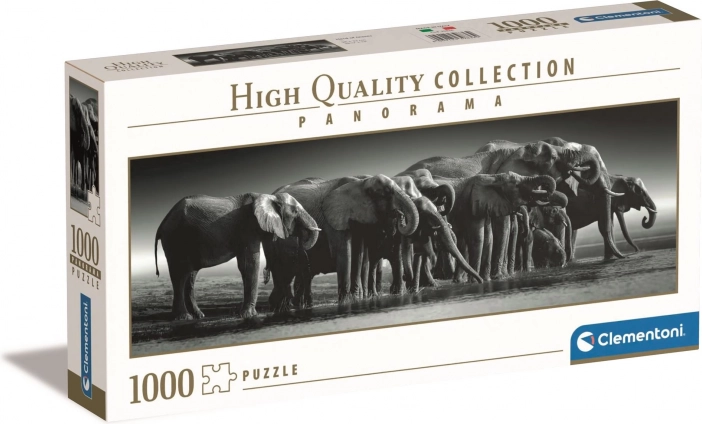 Panoramske puzzle 1000 koščkov – čreda slonov CLEMENTONI