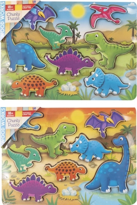 Lesena vstavljanka dinozavri