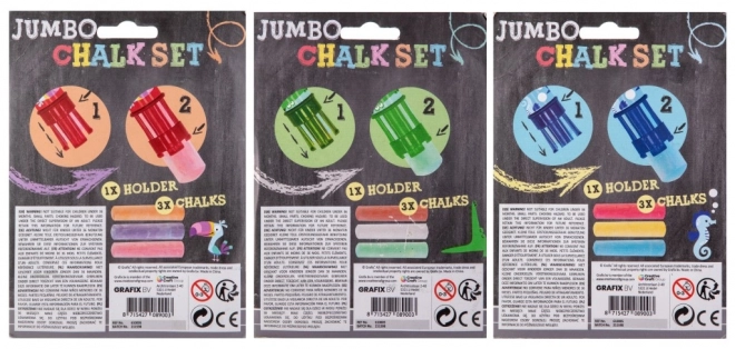 Jumbo kreda za pločnik + držalo 3 kosi