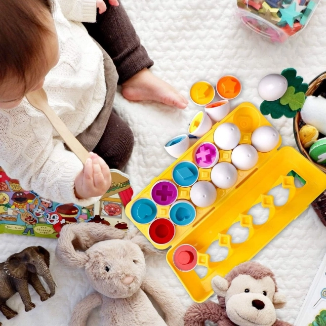 Montessori sestavljive jajčke WOOPIE - Kombinirajte oblike in barve