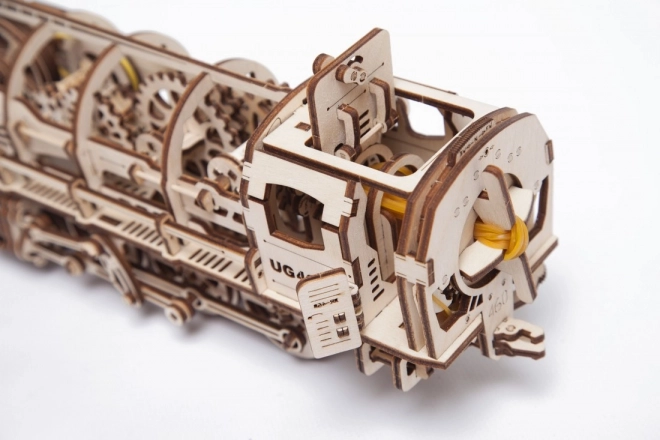 Mehanske lesene puzzle UGEARS - Parna lokomotiva s tenderjem