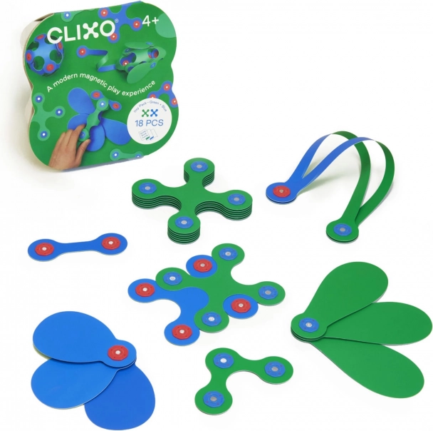 Magnetna sestavljanka Clixo Itsy, zelena/modra