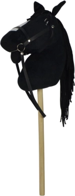 Plišasti konj na palici z zvokom, 70 cm, črn