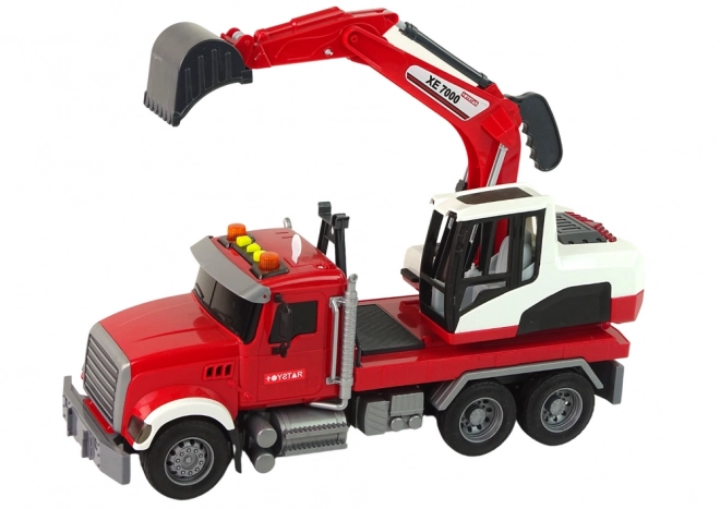 Tovornjak z bagrom traktor bager zvokovne luči