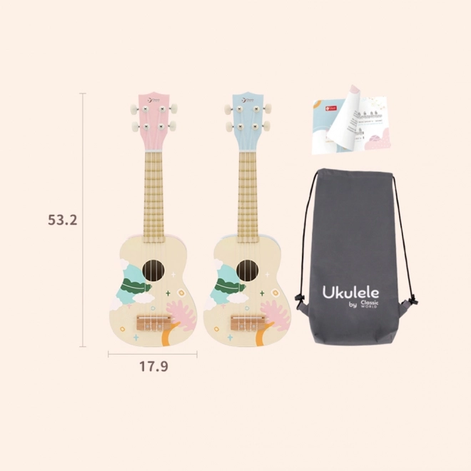 Klasični svet leseno ukulele za otroke roza