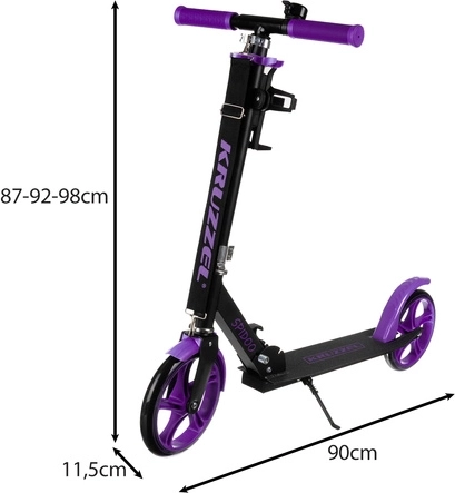 Zložljiv mestni skiro za otroke z velikimi kolesi (200 mm) – vijolična