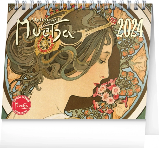 Namizni koledar Alfons Mucha 2024, 16,5  13 cm