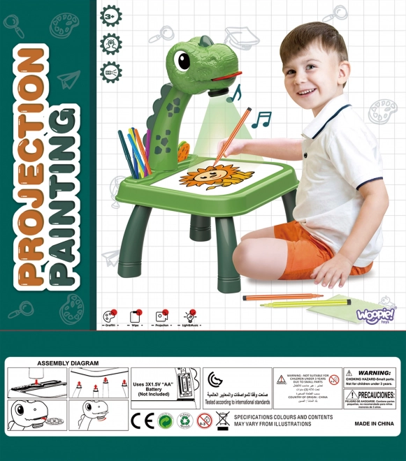 WOOPIE Dinosaurjev projektor s tablo in flomastri
