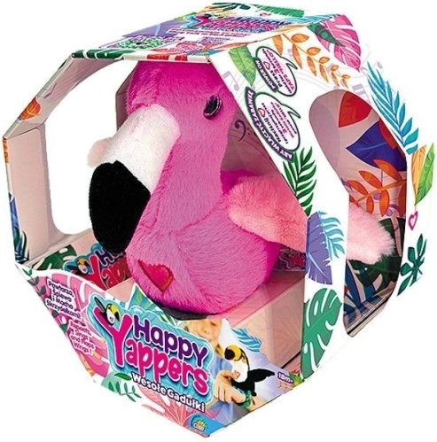Interaktivni plišasti flamingo Happy Yappers – govoreča in gibljiva igrača na USB